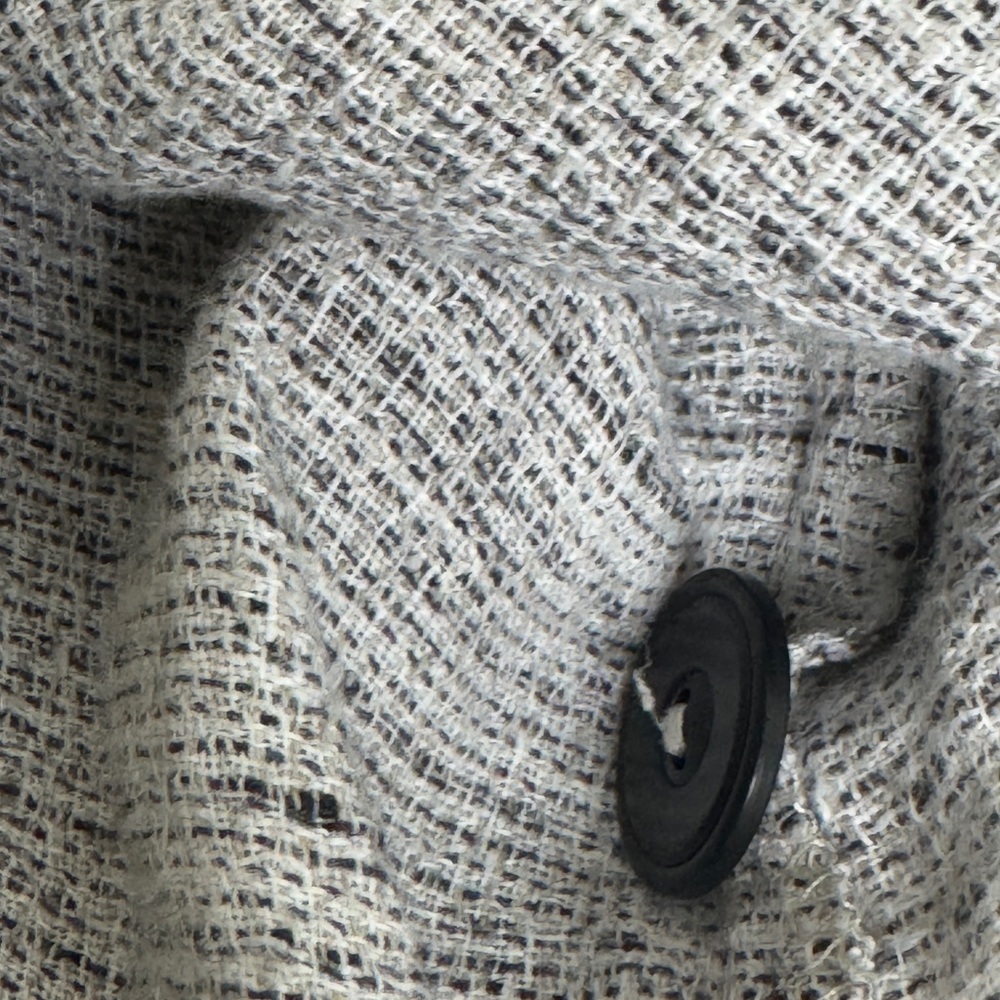 FLAX 100% Linen Tweed Lightweight Full Zip Front Jacket Gray Black & White Small - Picture 10 of 12